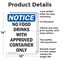 Signmission No Food Drinks With Approved Container, 10 in W x Rectangle, Aluminum OS-2PACK-NS-A-1014-V-14564 - alternate 6